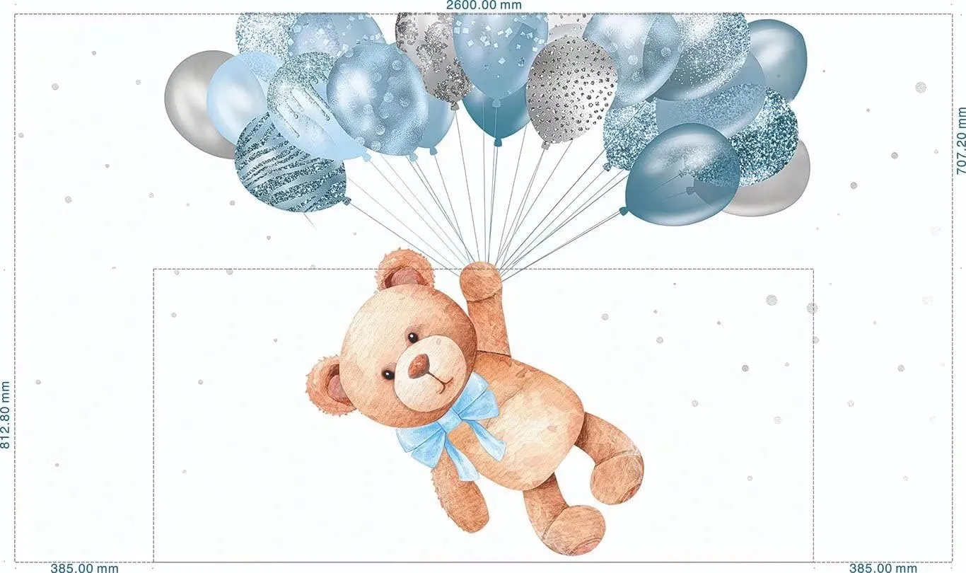Bear Tablecloth for Baby Shower Decorations We Can Bearly Wait to Meet You Rectangle Table Covers Blue Balloons Boy Birthday Party Table Decors Supplies, 102x62 Inches ZB-1073