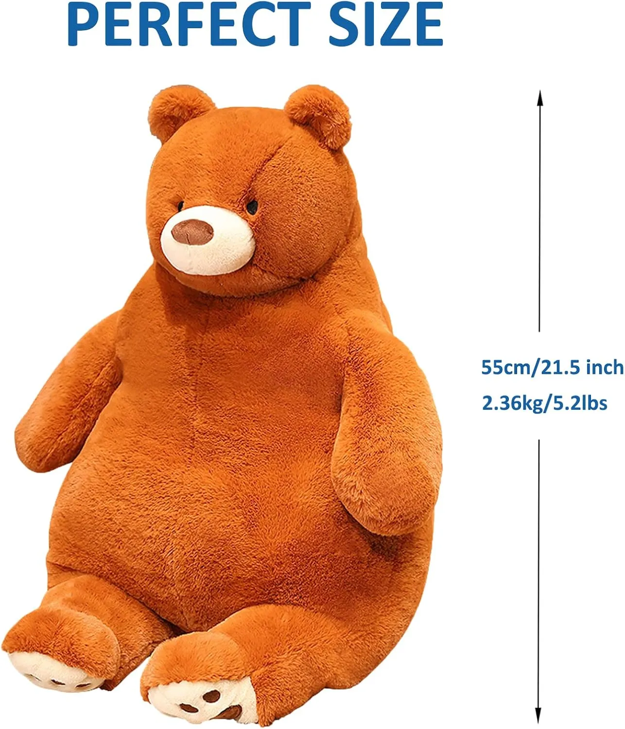 Bear Weighted Stuffed Animals, 21.5" 5.2 lbs Weighted Bear Plush Toy Large Brown Bear Weighted Plush Animal Pillow Gifts for Boys and Girls