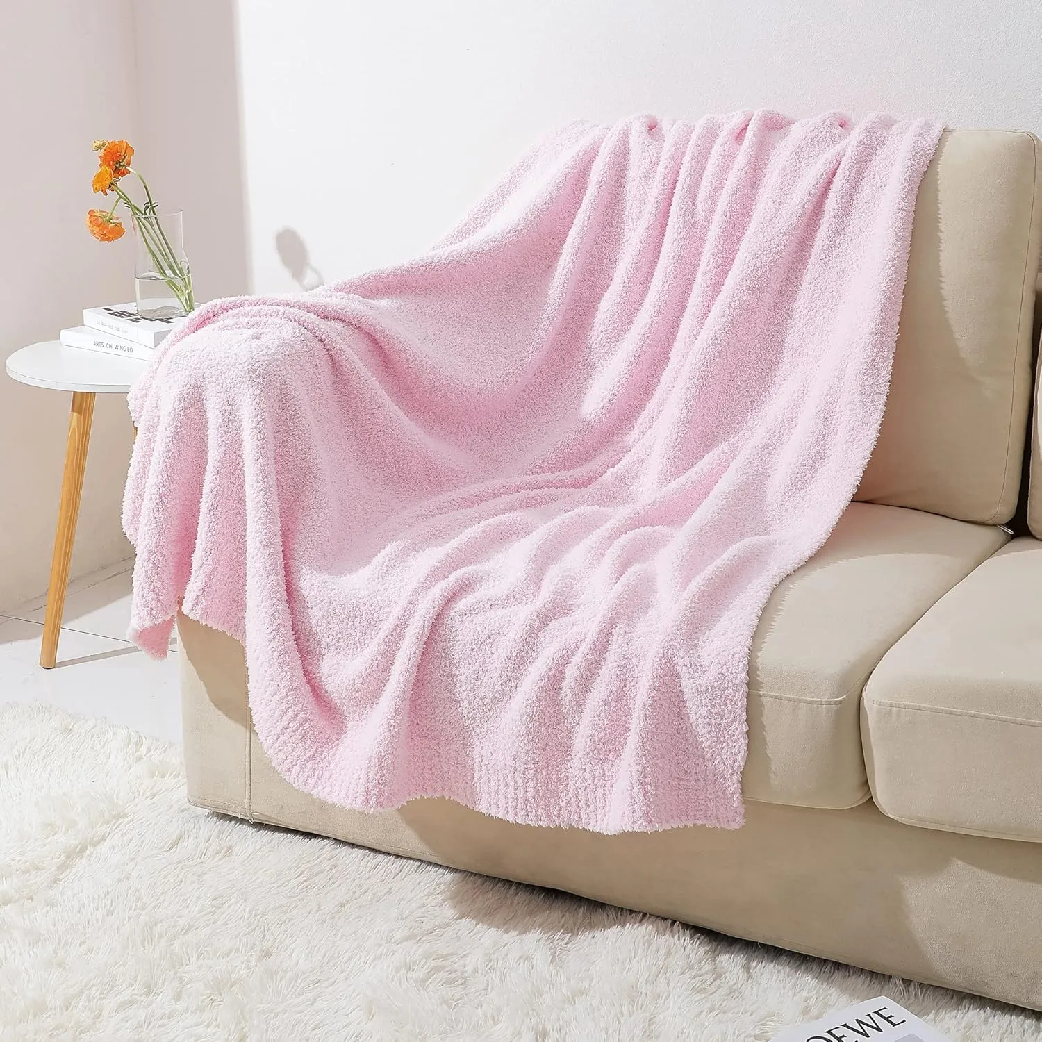 bearberry Super Soft Fluffy Throw Blanket Lightweight Cozy Warm Throw Blankets for Couch Bed Sofa All Season (Pink, 50”x60”)
