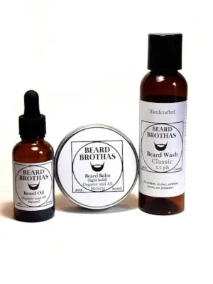 Beard Brothas' All-in-One Beard Grooming Set: Nourishing Oil, Conditioning Balm, and Revitalizing Wash for a Fuller, Thicker, and Shinier Beard (Journeyman)