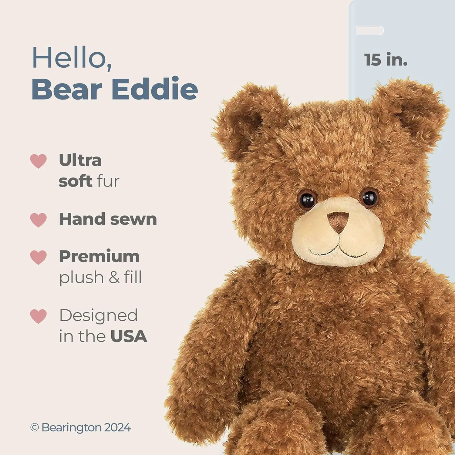 Bearington Eddie Plush Teddy Bear Stuffed Animal, 15 Inch