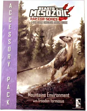 Beasts of The Mesozoic: Accessory Pack: Mountains Environment with Troodon F. Juvenile - 1/6th Scale Dinosaur Action Figure Set, Hand-Painted