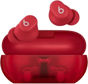 Beats by Dr. Dre Solo Buds - Wireless Bluetooth Earbuds | 18 Hours of Battery Life | Apple & Android Compatibility | Built-in Microphone - Transparent Red (Renewed)