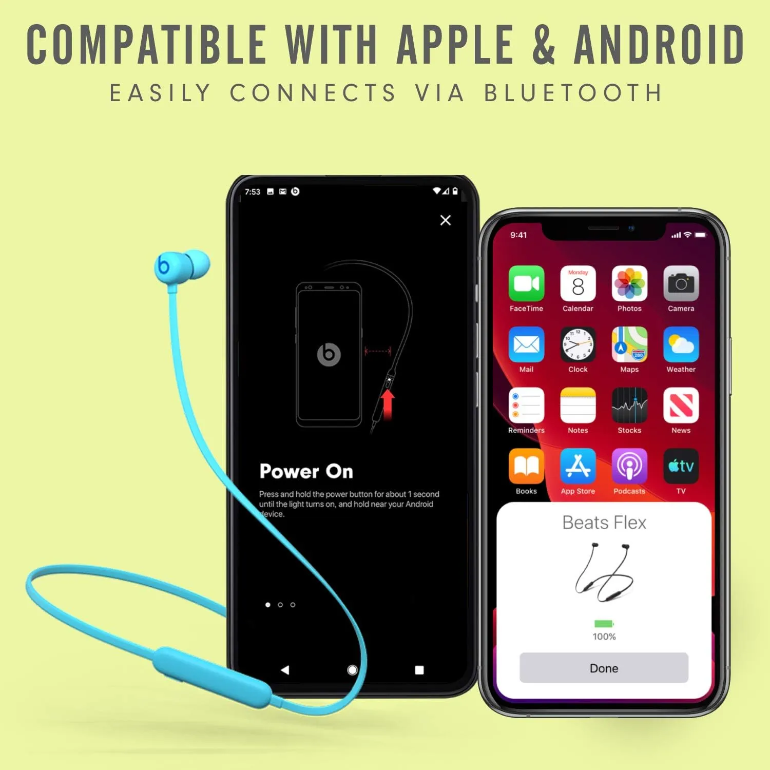 Beats Flex with Apple 20W USB-C Power Adapter - Flame Blue