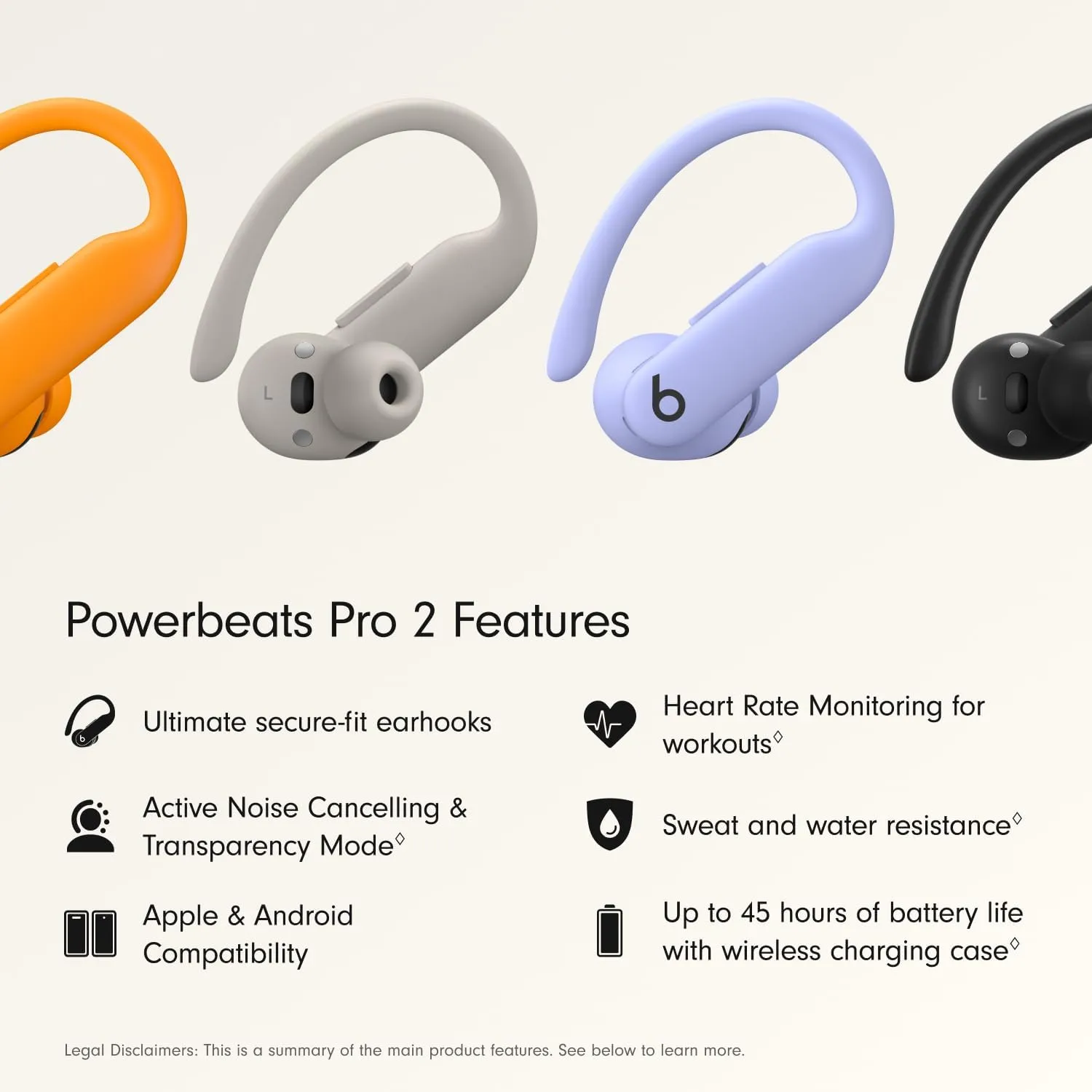 Beats Powerbeats Pro 2 Wireless Bluetooth Earbuds - Noise Cancelling, Heart Rate Monitor, IPX4, Up to 45H Battery & Charging Case, Works with Apple & Android - Quick Sand (Renewed)