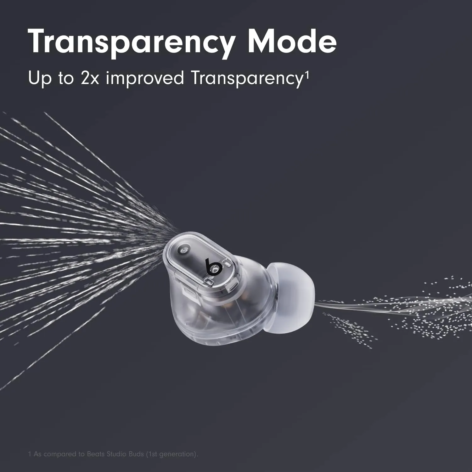 Beats Studio Buds   True Wireless Noise Cancelling Earbuds - Transparent (Renewed)