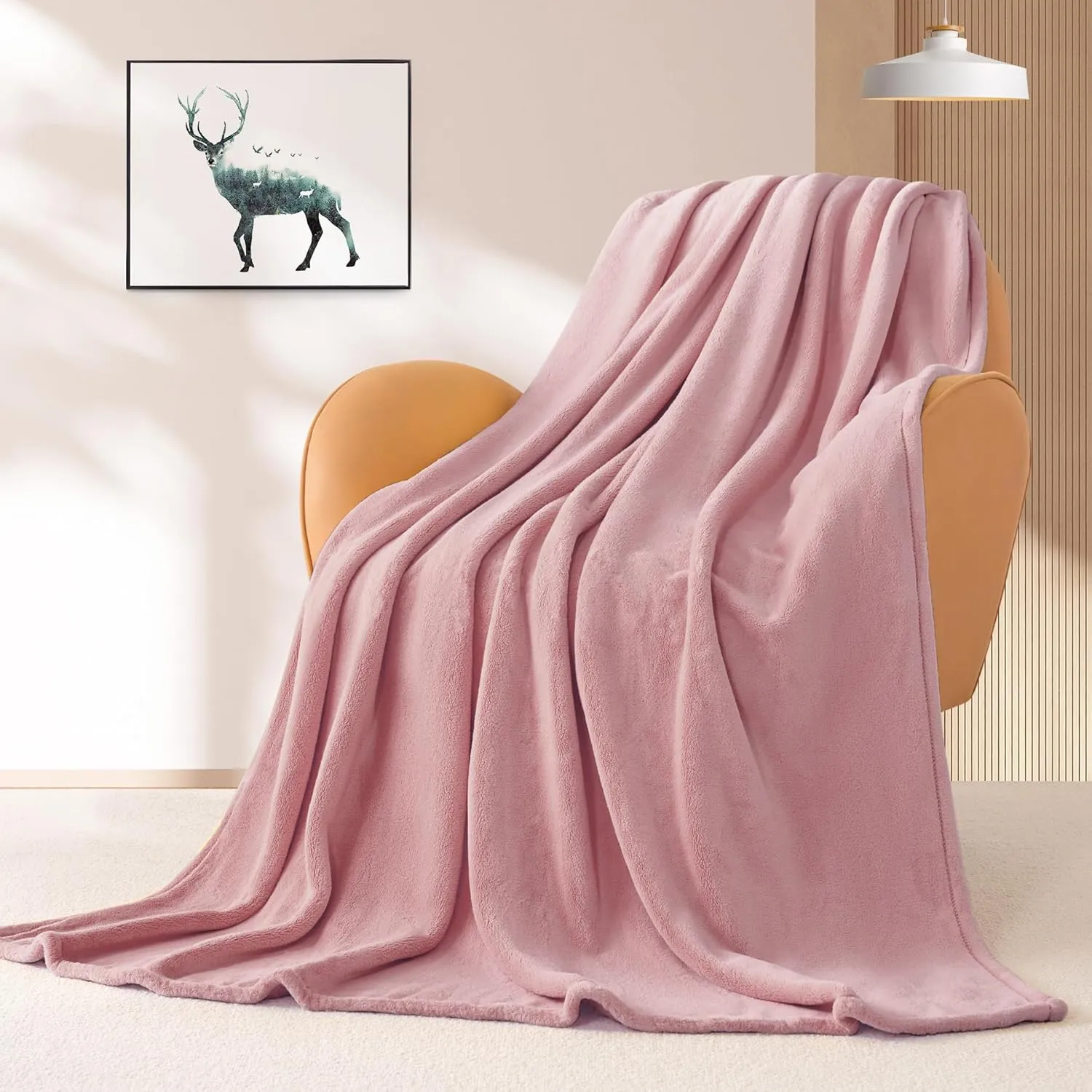 BEAUTEX Fleece Blanket King Size Super Soft Flannel Throw Blanket Lightweight Fuzzy Plush Blanket for Couch Sofa or Bed All Seasons (Dusty Pink, 108" x 90")