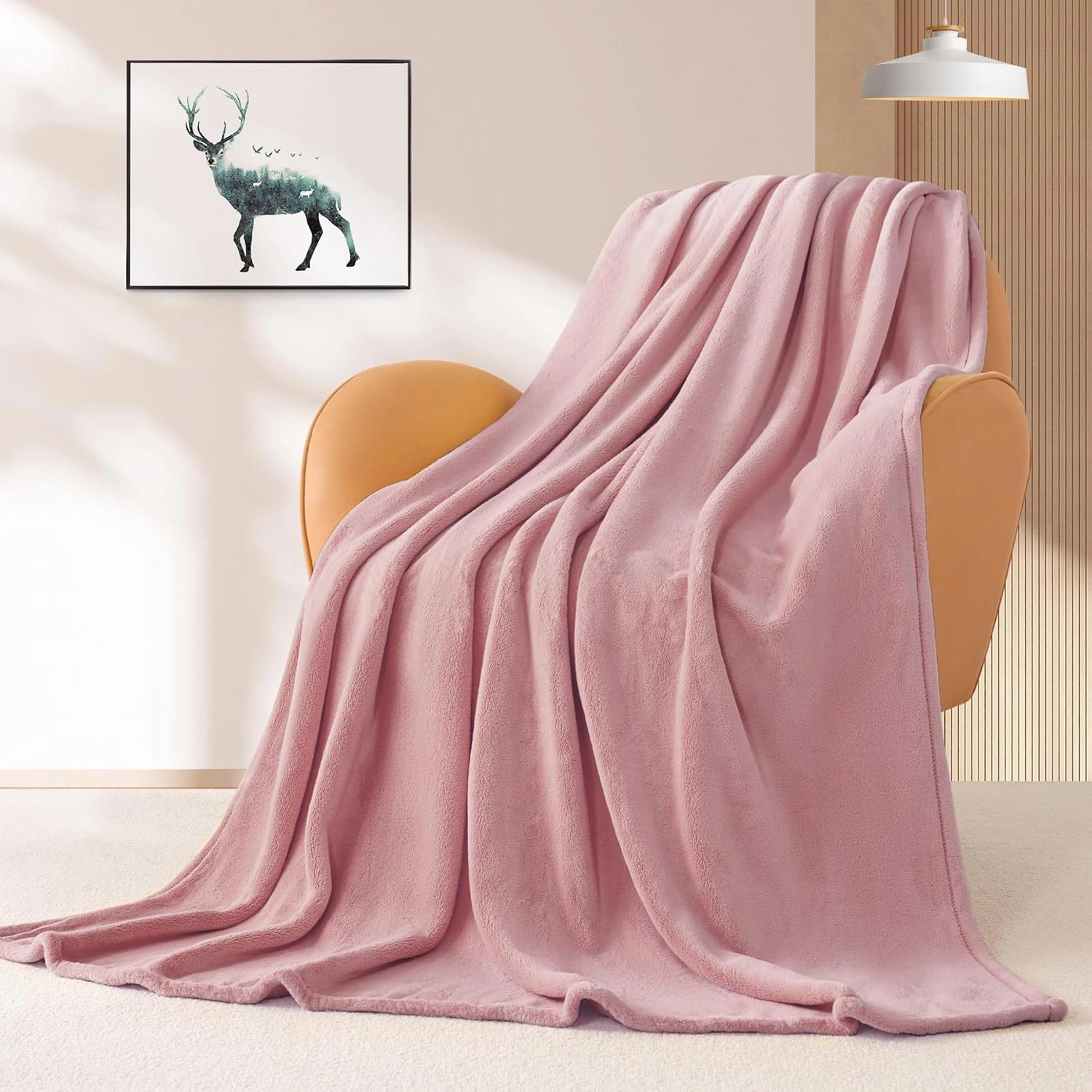 BEAUTEX Fleece Blanket Queen Size Super Soft Flannel Throw Blanket Lightweight Fuzzy Plush Blanket for Couch Sofa or Bed All Seasons (Dusty Pink, 90" x 90")