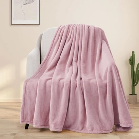 BEAUTEX Fleece Blanket Queen Size Super Soft Flannel Throw Blanket Lightweight Fuzzy Plush Blanket for Couch Sofa or Bed All Seasons (Dusty Pink, 90" x 90")