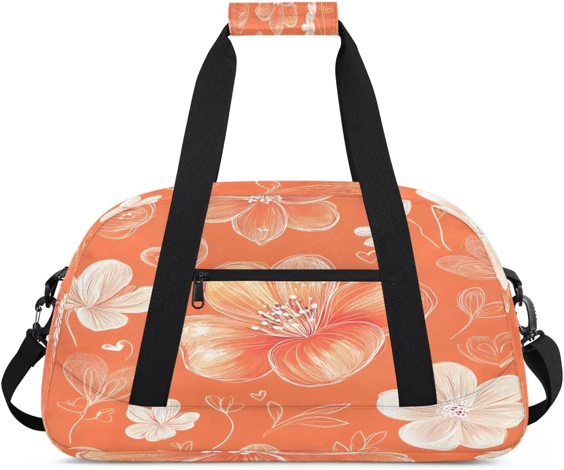 Beautiful Spring Flowers Kids Overnighter Duffel Bags for Boys, Carry-On Size Sports Gym Bag with Front Zipper Pocket for School Practice or Overnight Travel Weekender Sleepover Tote Bag