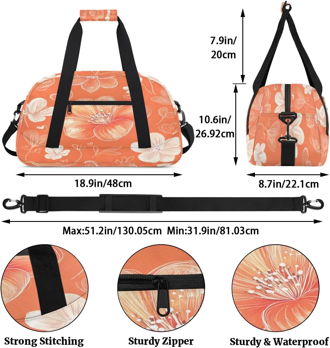 Beautiful Spring Flowers Kids Overnighter Duffel Bags for Boys, Carry-On Size Sports Gym Bag with Front Zipper Pocket for School Practice or Overnight Travel Weekender Sleepover Tote Bag