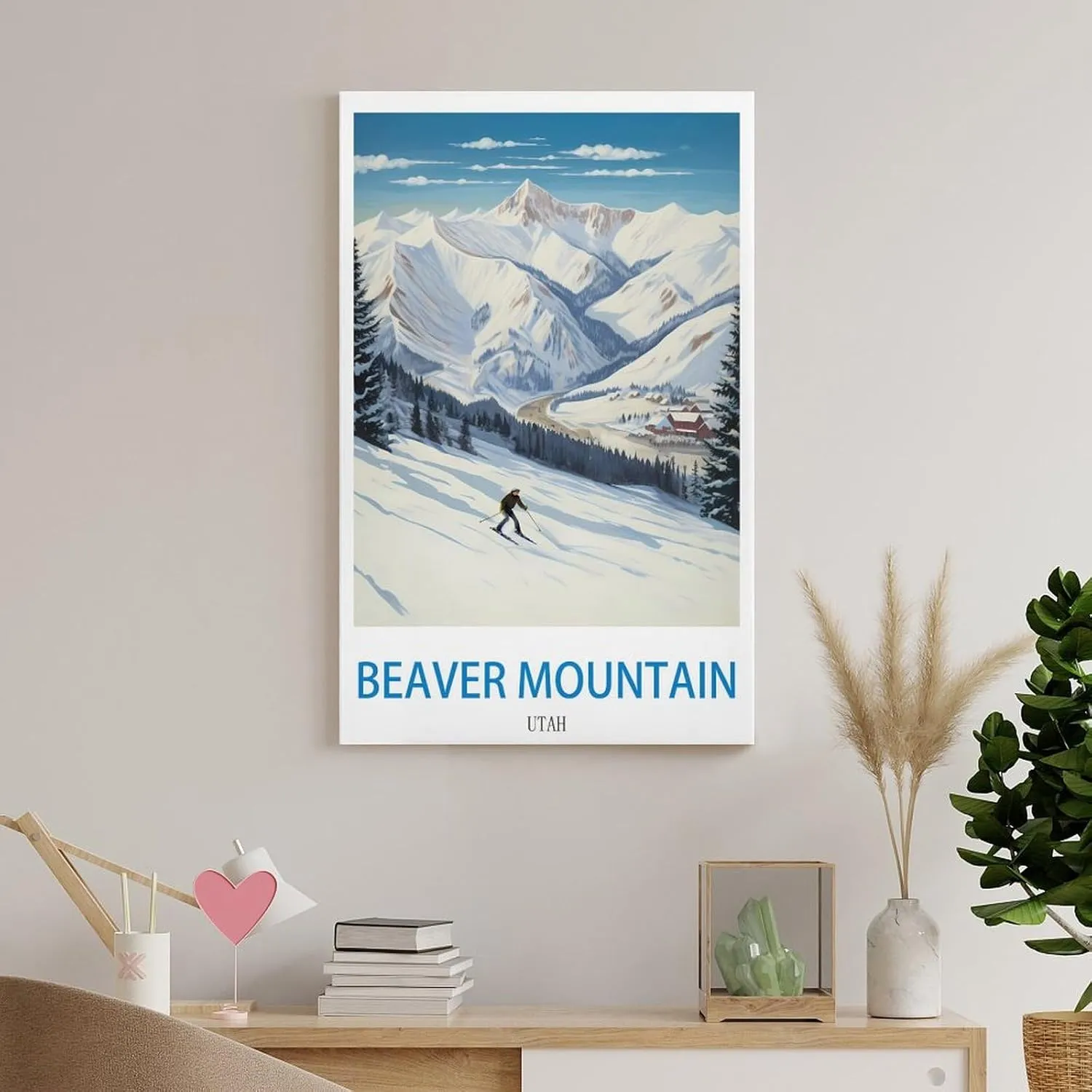 Beaver Mountain Utah Travel Poster Print Canvas Wall Art for Bedroom Living Room HD Print Posters 20x30inch(50x75cm)