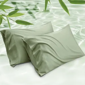 Bedsure Cooling Pillow Cases Queen Size Set of 2, Rayon Derived from Bamboo Cooling Pillowcase for Hot Sleepers, Cool Pillow Covers with Envelope Closure for Women Men, Sage Green, 20x30 Inches