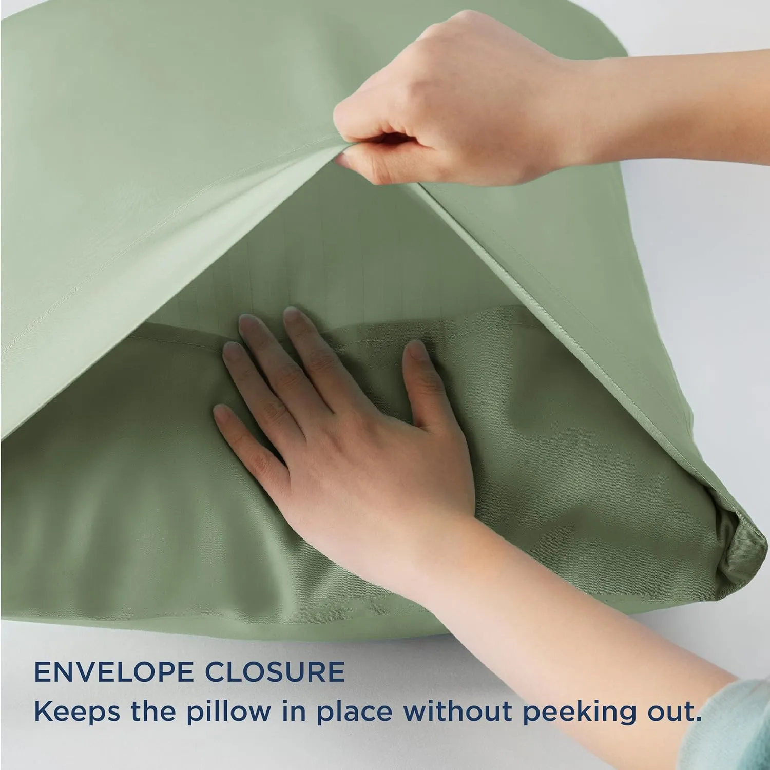 Bedsure Cooling Pillow Cases Queen Size Set of 2, Rayon Derived from Bamboo Cooling Pillowcase for Hot Sleepers, Cool Pillow Covers with Envelope Closure for Women Men, Sage Green, 20x30 Inches