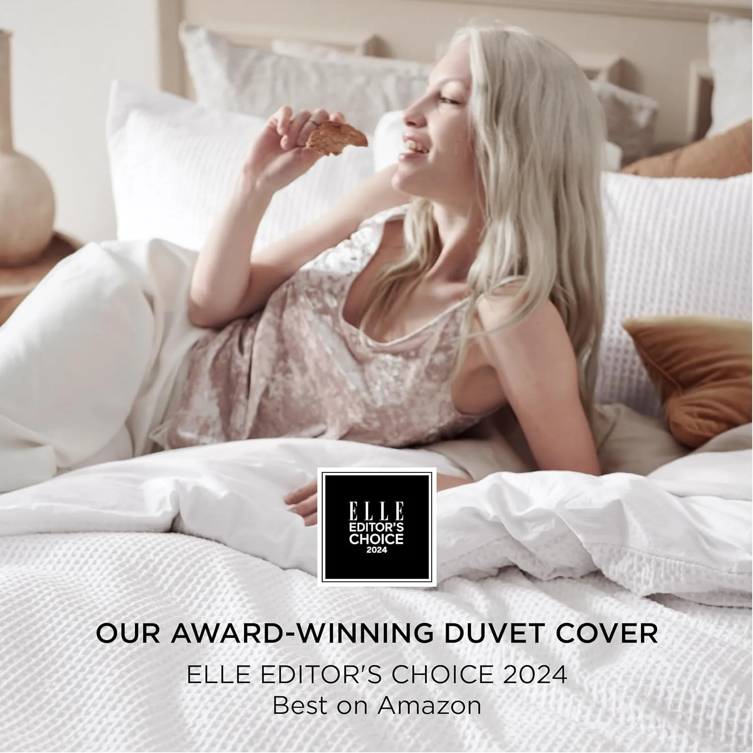 Bedsure Cotton Duvet Cover King - 100% Cotton Waffle Weave Bright White Duvet Cover King Size, GentleSoft™ and Breathable Bedding Set for All Season, 3 Pieces, 104"x90"