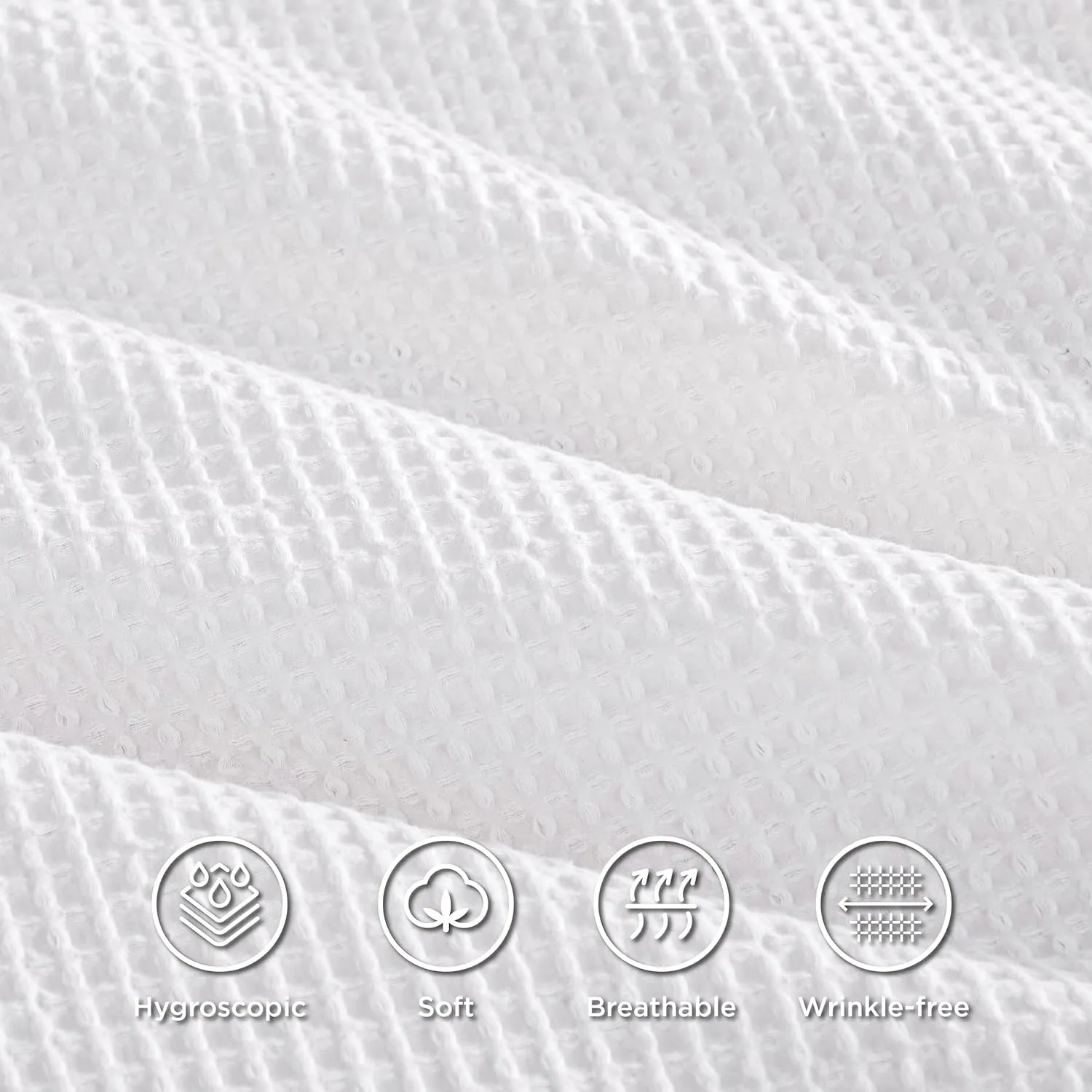 Bedsure Cotton Duvet Cover King - 100% Cotton Waffle Weave Bright White Duvet Cover King Size, GentleSoft™ and Breathable Bedding Set for All Season, 3 Pieces, 104"x90"