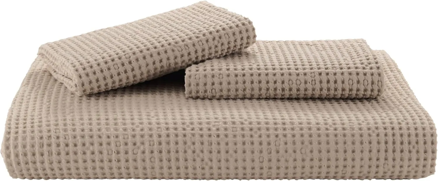 Bedsure Cotton Duvet Cover Queen - 100% Cotton Waffle Weave Khaki Duvet Cover Queen Size, GentleSoft™ and Breathable Tan Bedding Set for All Season, 3 Pieces, 90"x90"