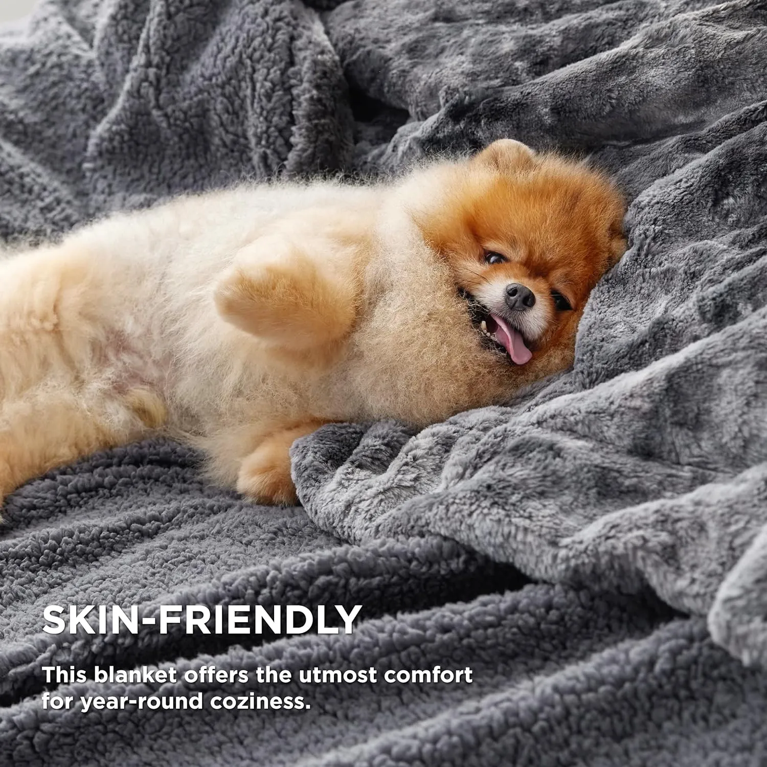 Bedsure Sherpa Fluffy Blanket Twin Size - Fleece Soft and Cozy Throw for Women, Plush & Fuzzy Faux Fur Blanket for Couch, Sofa and Bed, Tie Dye Design, Grey, 60x80 Inches