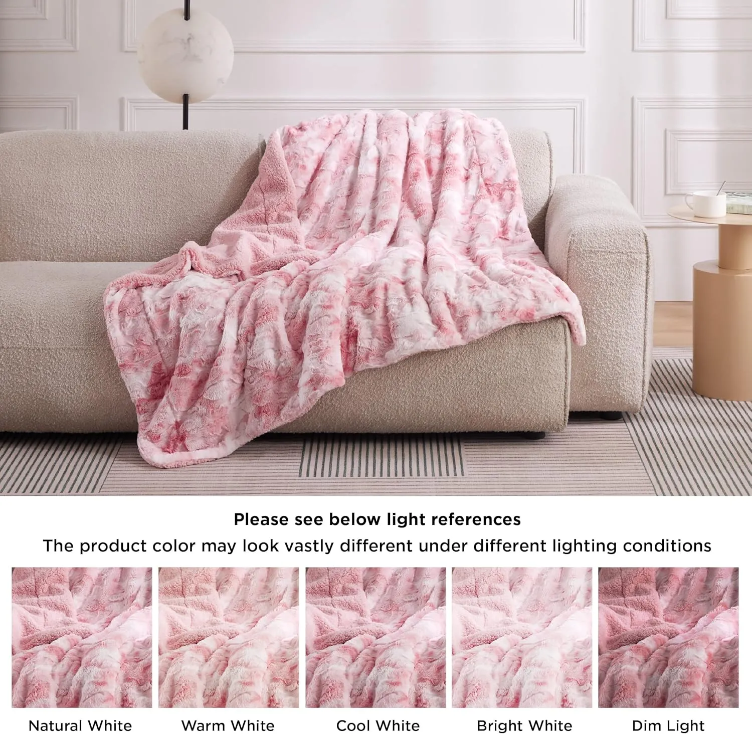 Bedsure Sherpa Fluffy Blanket Twin Size - Fleece Soft and Cozy Throw for Women, Plush & Fuzzy Faux Fur Blanket for Couch, Sofa and Bed, Tie Dye Design, Pink, 60x80 Inches