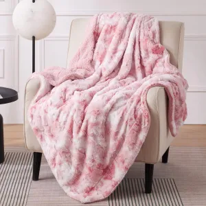 Bedsure Sherpa Fluffy Blanket Twin Size - Fleece Soft and Cozy Throw for Women, Plush & Fuzzy Faux Fur Blanket for Couch, Sofa and Bed, Tie Dye Design, Pink, 60x80 Inches