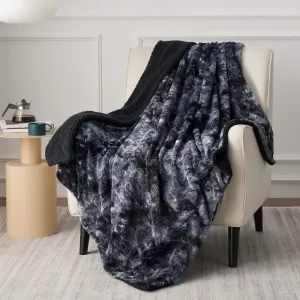 Bedsure Sherpa Fluffy Throw Blanket -Fleece Soft, Warm and Cozy Throw for Women, Plush & Fuzzy Faux Fur Blanket for Couch, Sofa and Bed Decor, Tie Dye Design, Black, 50x60 Inches