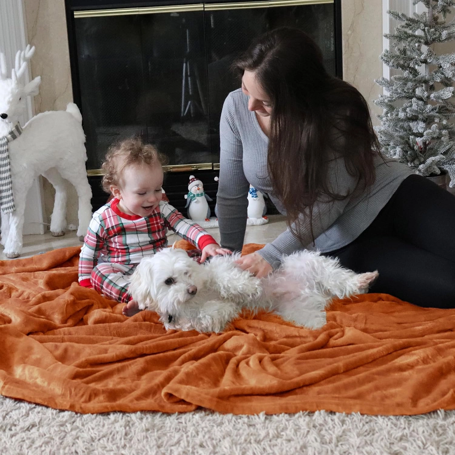 Bedsure Fleece Blanket Twin Size Burnt Orange - 300GSM Lightweight Plush Fuzzy Cozy Soft Warm Blanket for Bed, Sofa, Couch, Travel, Camping, 60x80 inches