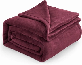 Bedsure Fleece Blankets Queen Size Red Burgundy - Bed Blanket Soft Lightweight Plush Fuzzy Cozy Luxury Microfiber, 90x90 inches