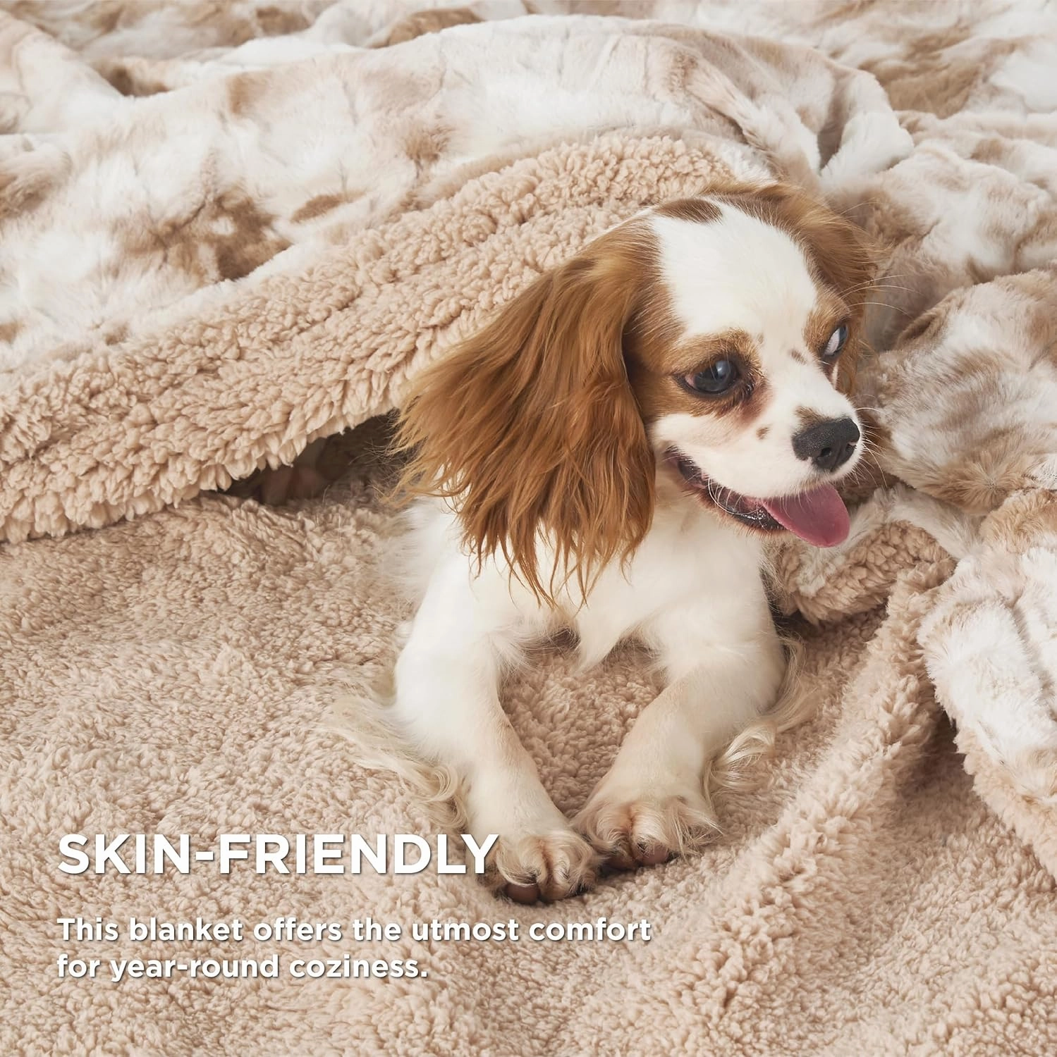 Bedsure Sherpa Fluffy Throw Blanket -Fleece Soft, Warm and Cozy Throw for Women, Plush & Fuzzy Faux Fur Blanket for Couch, Sofa and Bed Decor, Tie Dye Design, Beige, 50x60 Inches