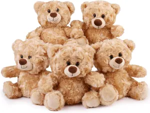 BenBen Teddy Bear Stuffed Animal, 5 Pack 8 inch Small Stuffed Teddy Bear Bulk, Shaggy Plush Toy, Baby Shower Easter Decoration, Gifts for Girlfriend, Anniversary, Birthday (Curly Hair)