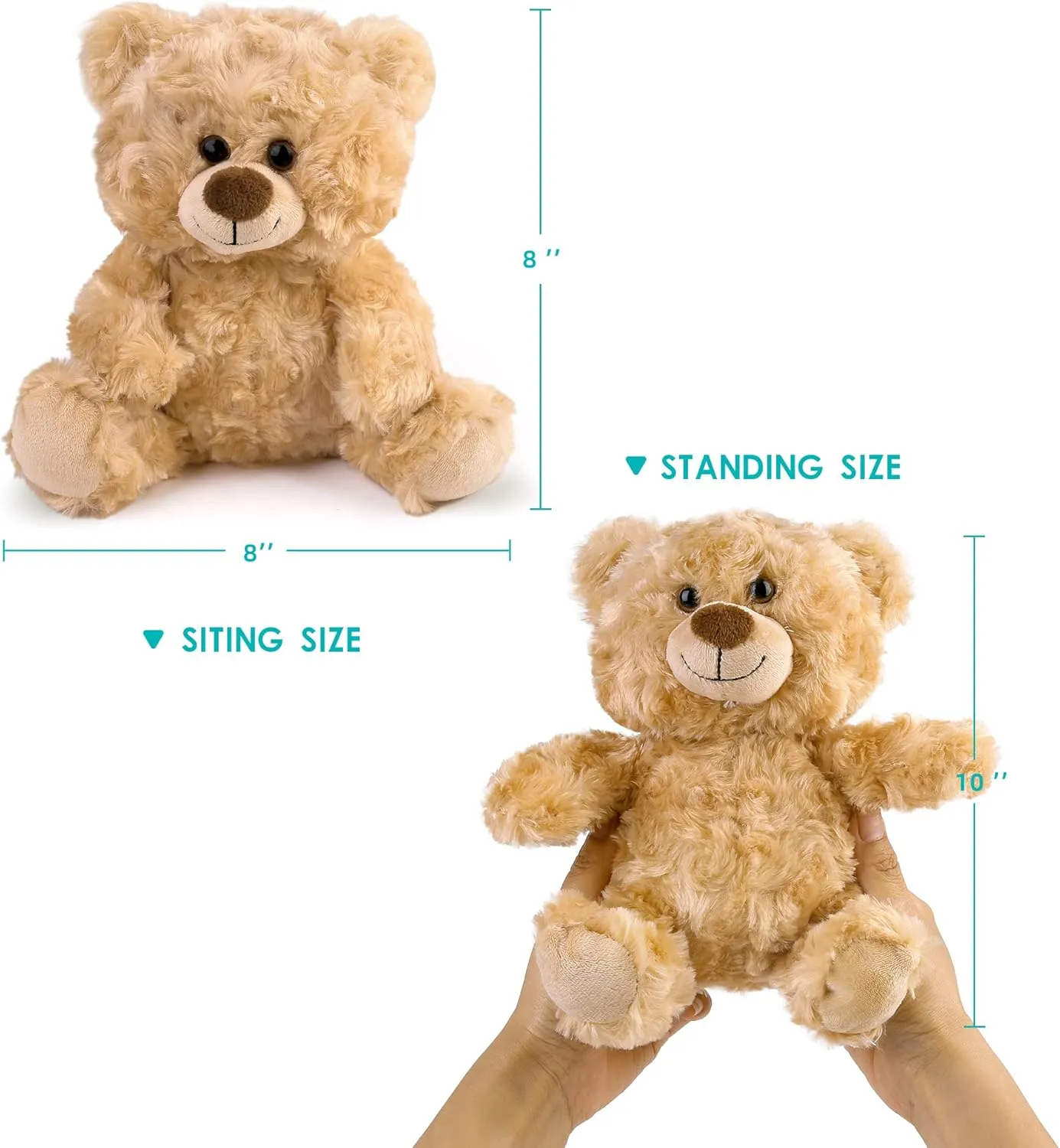 BenBen Teddy Bear Stuffed Animal, 5 Pack 8 inch Small Stuffed Teddy Bear Bulk, Shaggy Plush Toy, Baby Shower Easter Decoration, Gifts for Girlfriend, Anniversary, Birthday (Curly Hair)