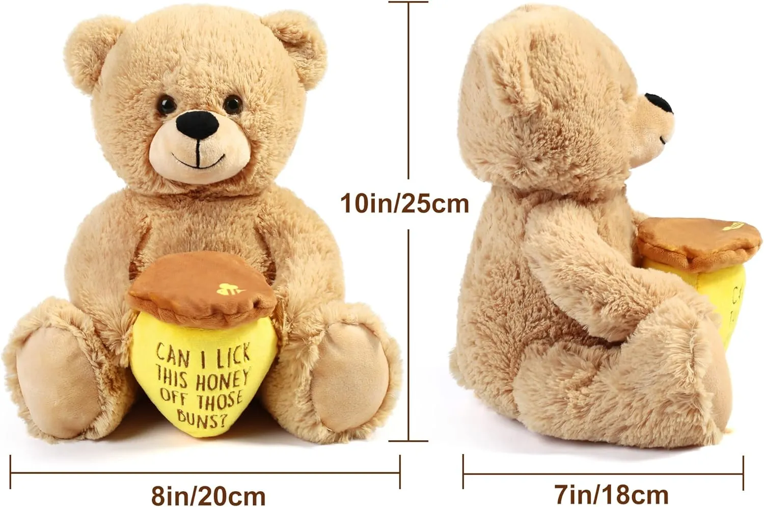 BenBen Teddy Bear Stuffed Animal with Honey Pot, 10 inch Funny Bear Plush Toy Gift for Birthday, for Her, Women, Girlfriend, Wife