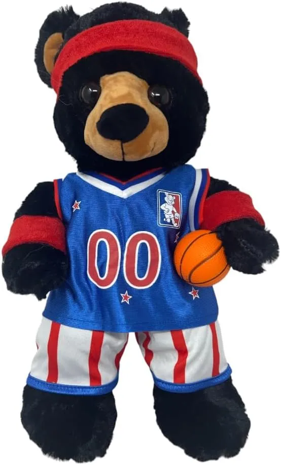 Benjamin Black Bear Stuffed Animal 16 inch Plush Toy Wearing Basketball Jersey All-Stars Uniform Soft Cuddle Birthday Gift for Kids & Toddlers