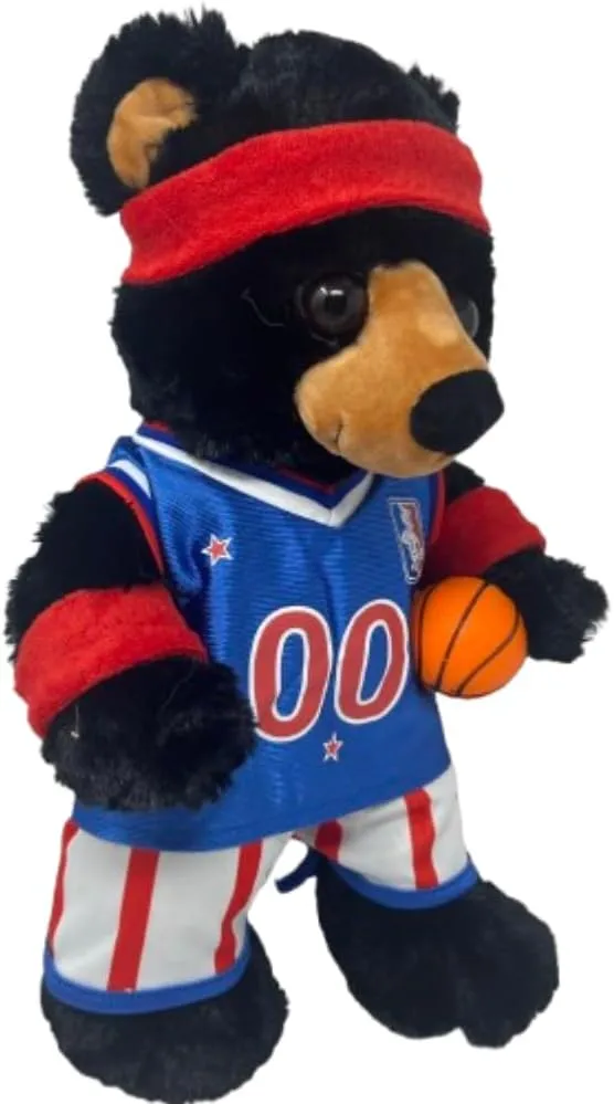 Benjamin Black Bear Stuffed Animal 16 inch Plush Toy Wearing Basketball Jersey All-Stars Uniform Soft Cuddle Birthday Gift for Kids & Toddlers