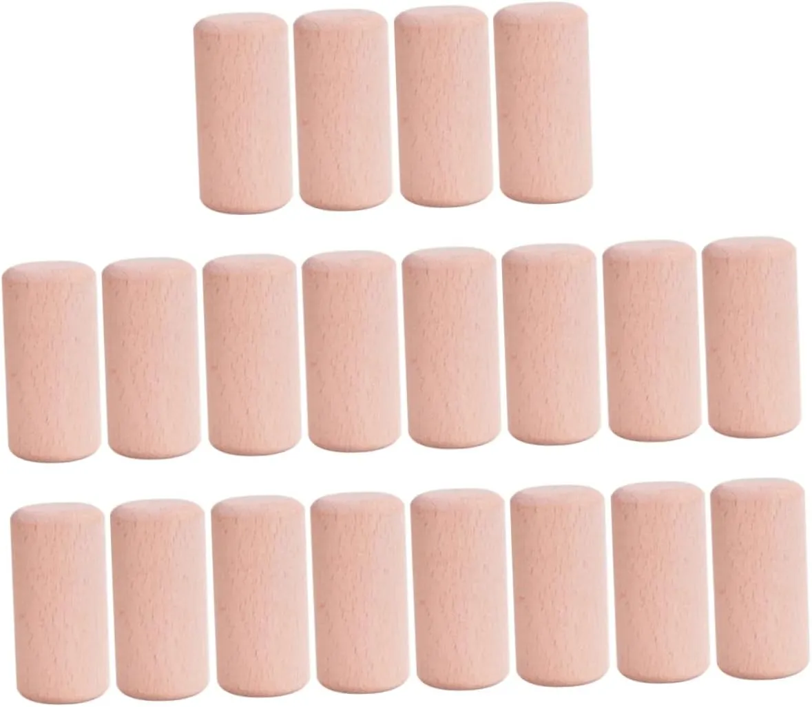 BESPORTBLE 20Pcs Beech Granule Building Blocks Cylinder Shape Educational for Creative Learning and DIY Craft Projects