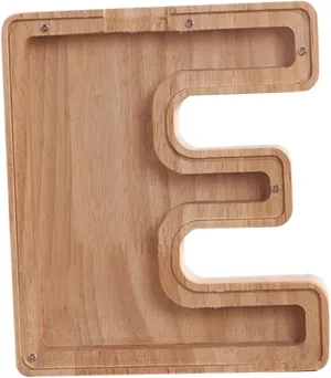 BESPORTBLE Alphabet Wooden Piggy Bank Creative Letter Design Transparent Money Saving Box for Desktop Ornament for Coin Storage Wood Construction