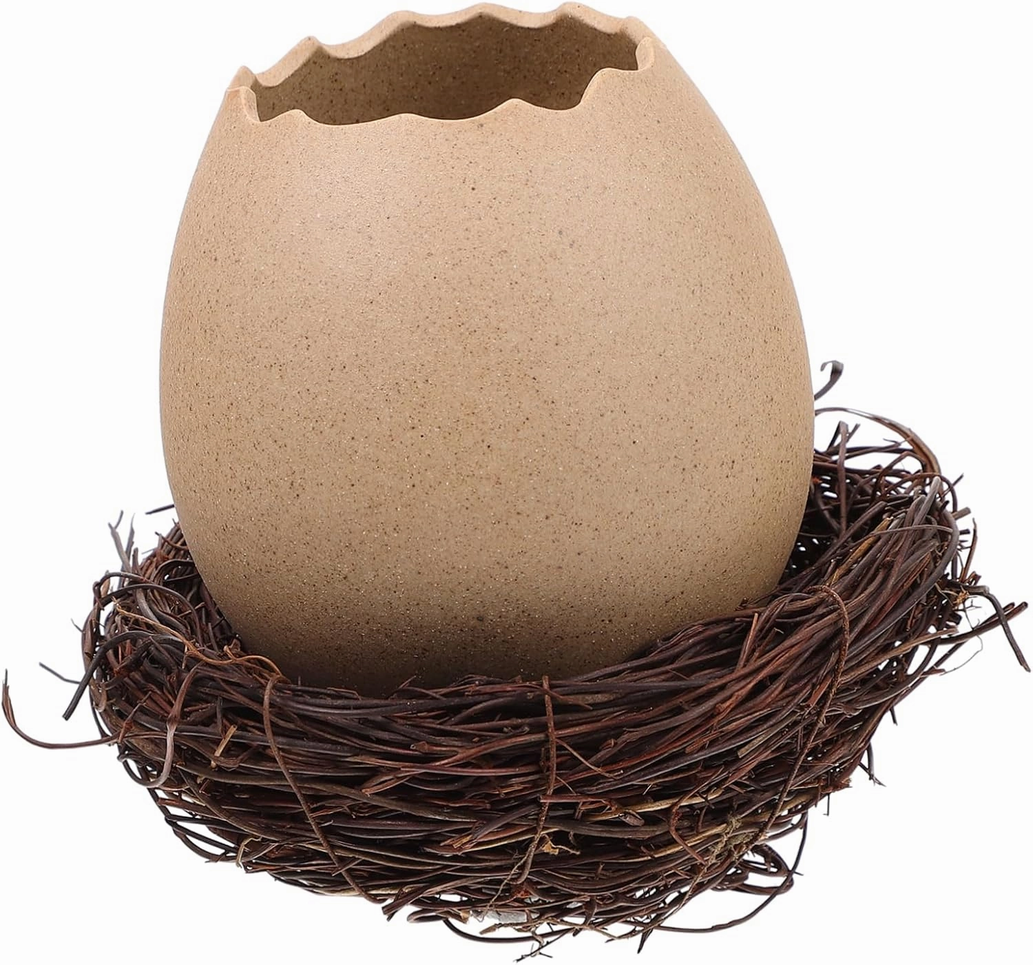 BESPORTBLE Unique Ceramic Bird's Nest Planter Indoor Flower Pot for Ostrich Egg Decorative Nest Egg Dec
