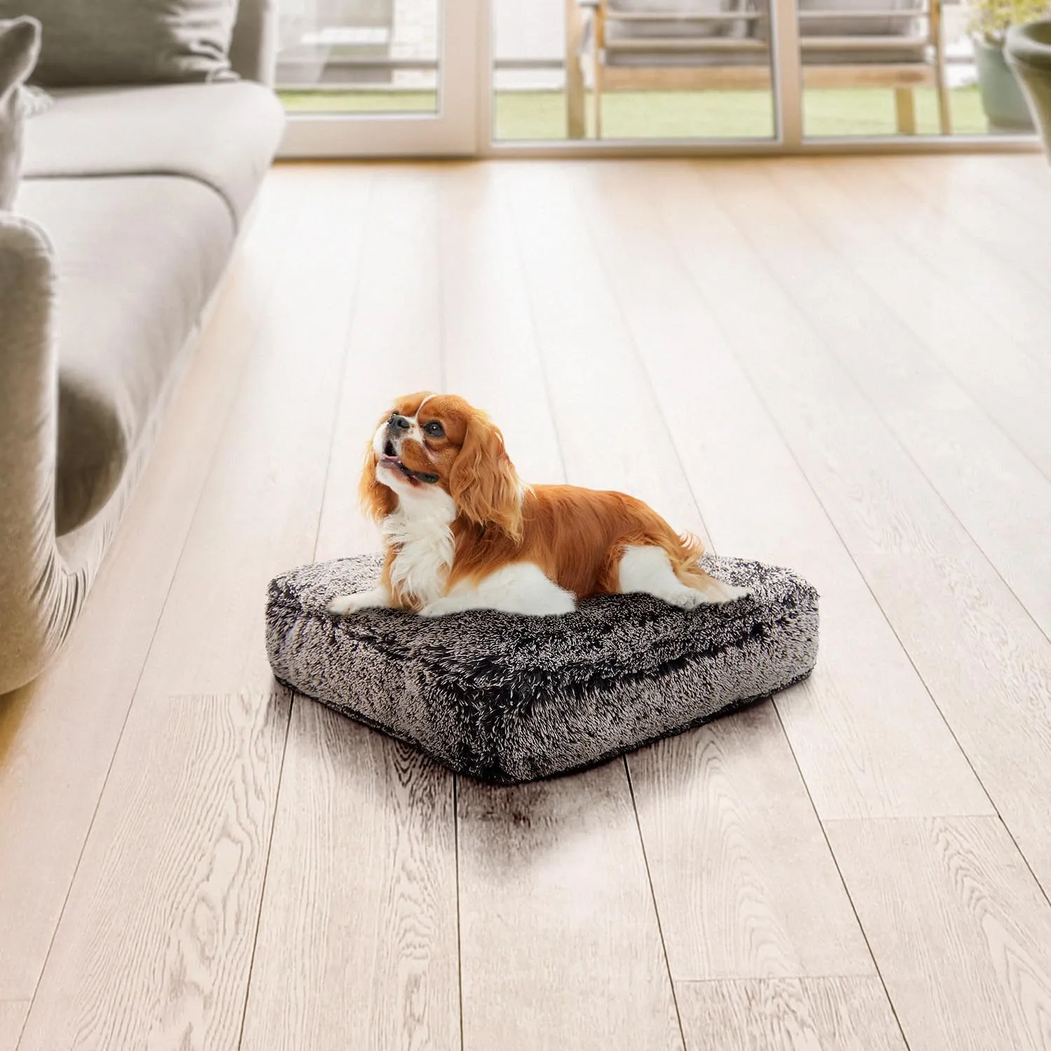 Bessie and Barnie Rectangle Dog Bed - Extra Plush Faux Fur Dog Bean Bag Bed - Fluffy Dog Beds for Large Dogs - Waterproof Lining and Removable Washable Cover - Multiple Sizes & Colors Available