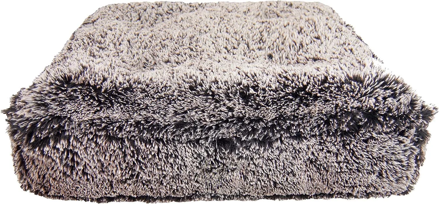 Bessie and Barnie Rectangle Dog Bed - Extra Plush Faux Fur Dog Bean Bag Bed - Fluffy Dog Beds for Large Dogs - Waterproof Lining and Removable Washable Cover - Multiple Sizes & Colors Available