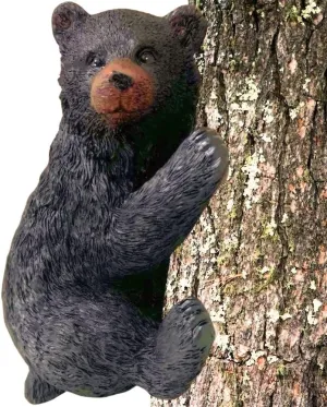 BestGiftEver Black Bear Cub Tree-Mounted Ornament - Realistic Polyresin Garden Decor - Outdoor Wildlife-Inspired Bear Yard Decoration