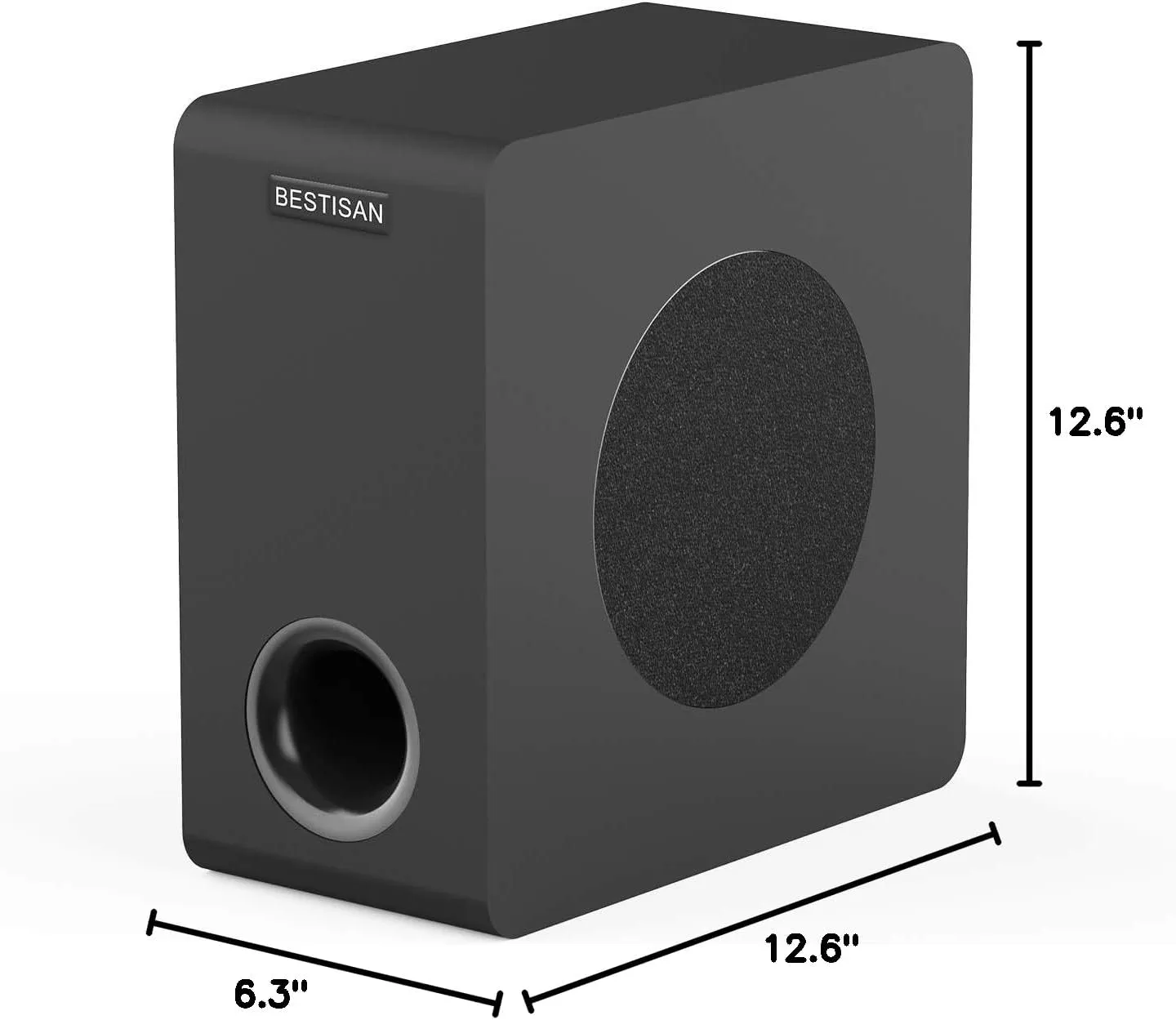 BESTISAN Powered 6.5’’ Home Audio Subwoofer, Deep Bass Response Subwoofers in Compact Design, Easy Setup with Home Theater Systems, TV, Speakers, RCA, Black