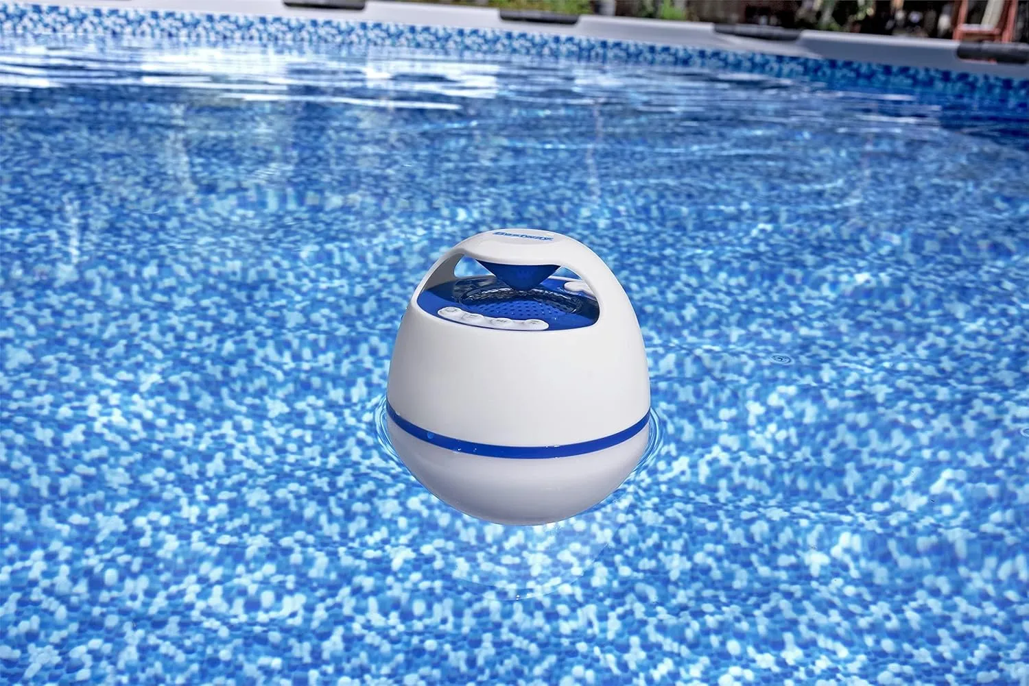 Bestway Flowclear MusicWave Floating Bluetooth Speaker | Use in Swimming Pools, Spas and Hot Tubs | Waterproof Pool Speaker Features 7 LED Color and Light Modes