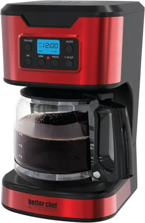 Better Chef Programmable 12-Cup Coffee Maker | 1-4 Cup Setting | Auto-Pause to Serve | 2hr Keep Warm | Perma-Filter | Stainless