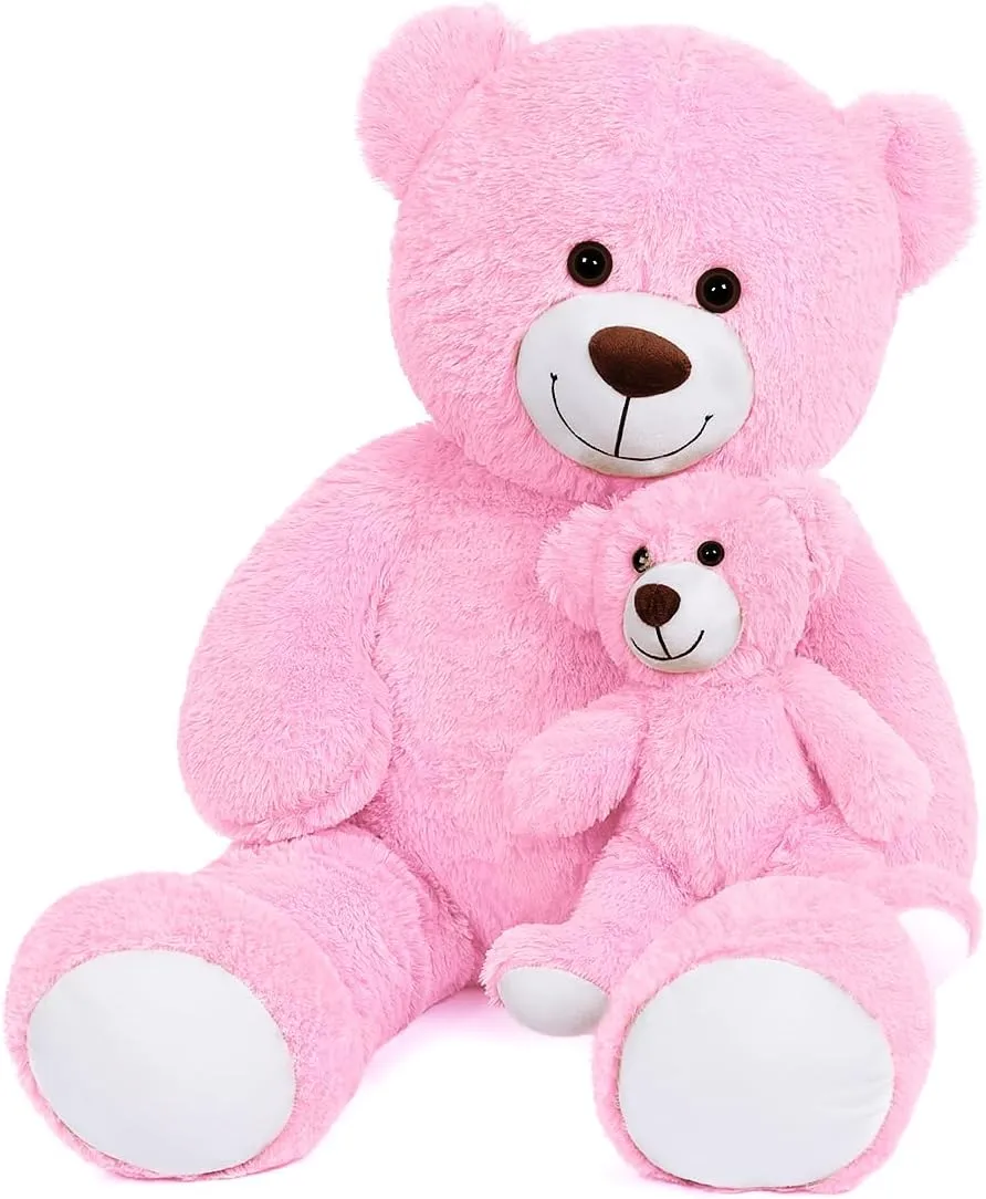 Big Teddy Bear Stuffed Animal Mama with Baby Giant Teddy Bear Pink