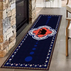 Black Bear Runner Rug, 2x7ft Vintage Country Cabin Navy Blue Wildlife Hallway Long Rug, Non-Slip Durable for Kitchen Bathroom Entrance