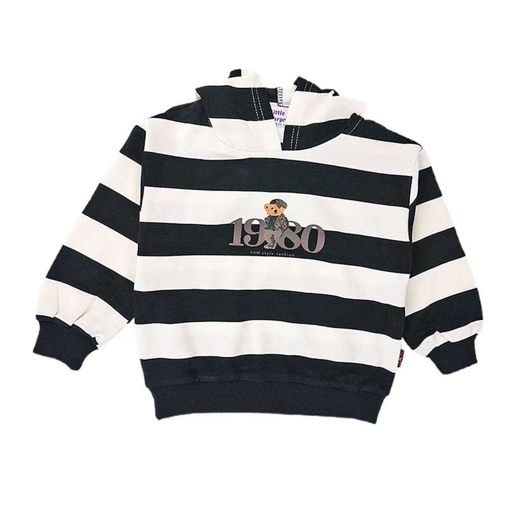 Black Stripes Teddy Bear Soft Toy Dungary Style 2 Pc Clothing Set For Toddlers And Kids