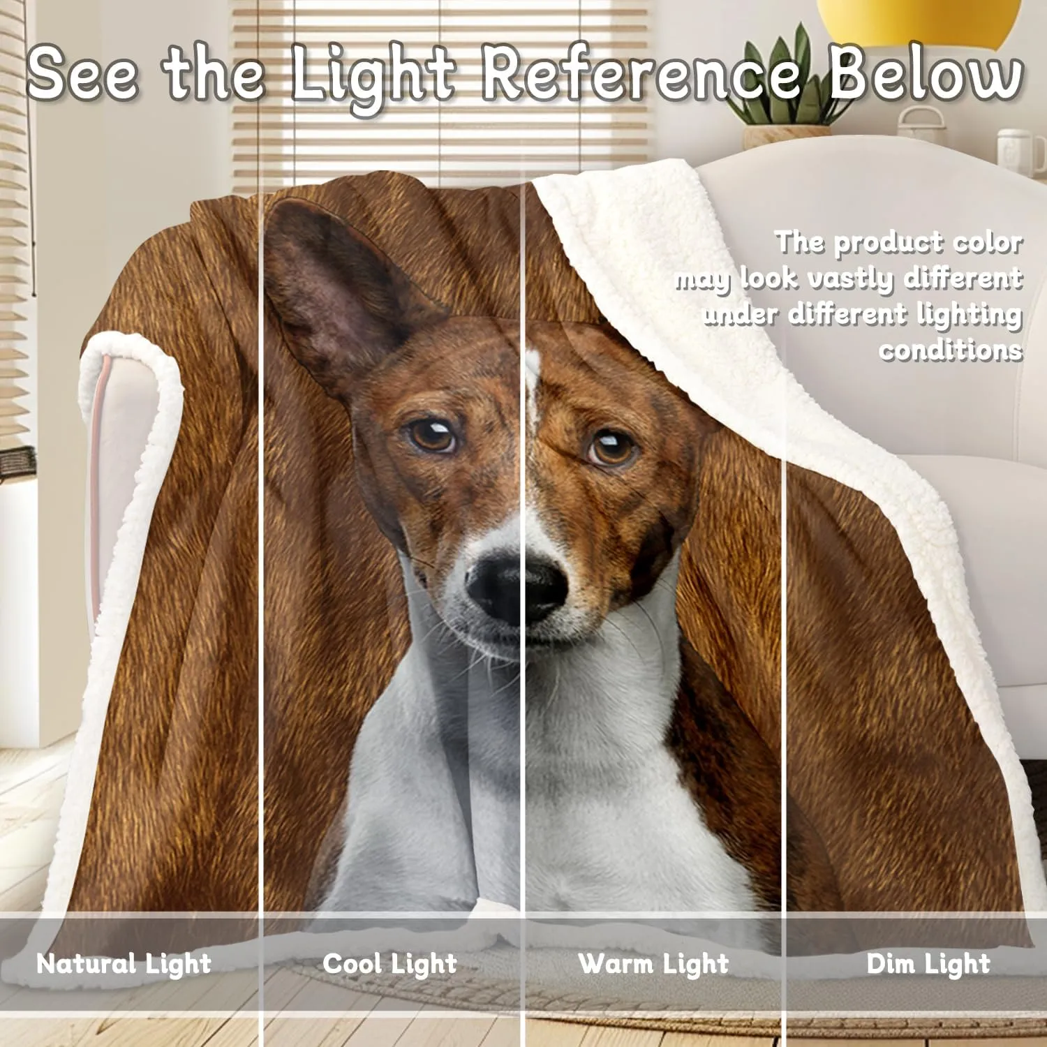 BlessLiving Basenji Throw Soft Blanket Sherpa Fleece Lined Blanket Pet and Dog Lovers Home Throw Blankets (Twin, 60 x 80 Inches)