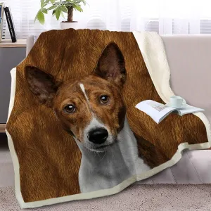 BlessLiving Basenji Throw Soft Blanket Sherpa Fleece Lined Blanket Pet and Dog Lovers Home Throw Blankets (Twin, 60 x 80 Inches)