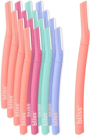 Bliss Women's Dermaplaning Tool - 16 Pack Dermaplaning Razor Microblades: Peach Fuzz Facial Hair Removal, Exfoliating, Eyebrow Razor, Assorted