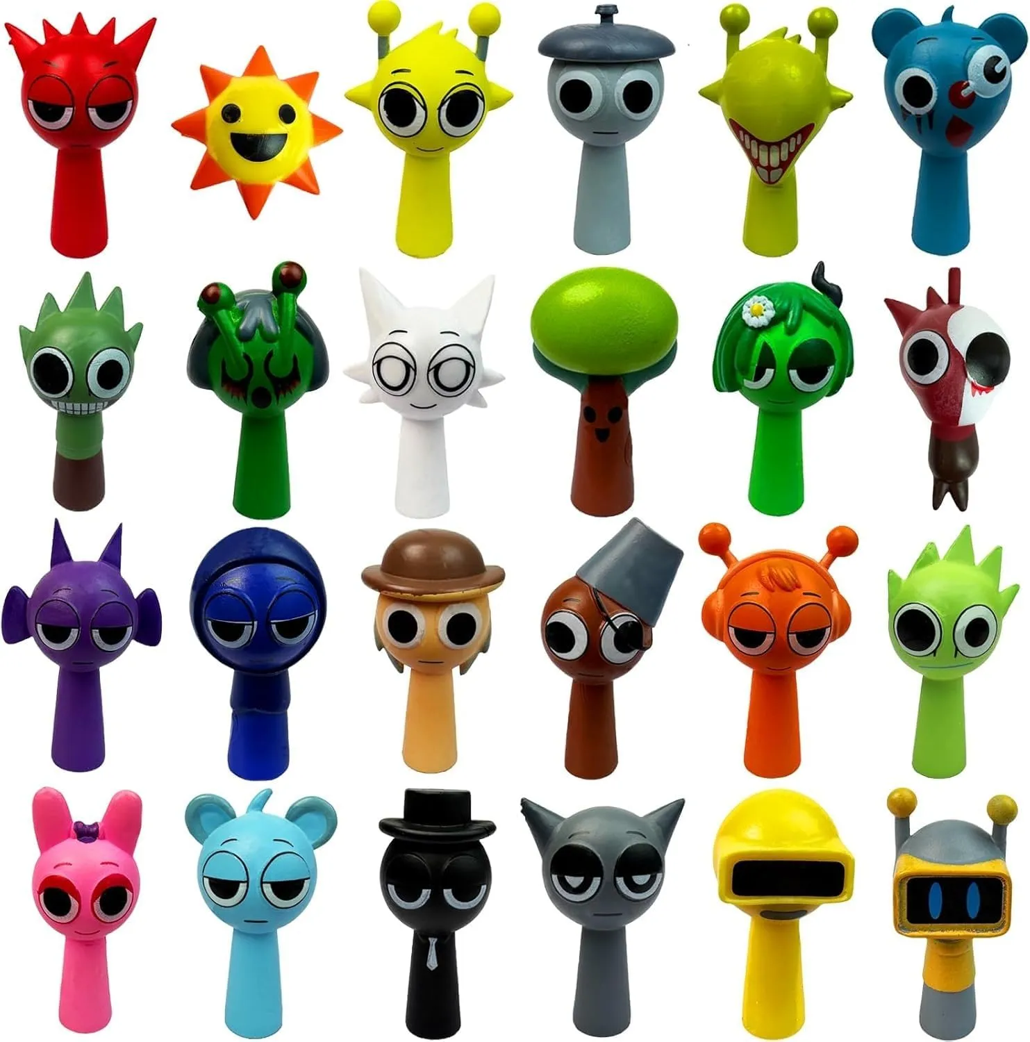 BLUE BARE Sprunki Action Figures Collection, Cute Cake Toppers Great Gift For Special Ocassions Favors Birthday Party Decoration Set Mystery Box Room and Office Decor Collectible (24-Pack)