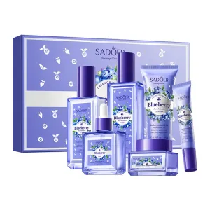 Blueberry Extract Skincare Gift Set - 6 Piece Facial Care Kit with Cleanser, Toner, Cream, Serum, Lotion & Eye Cream | Hydrating Routine for All Skin Types | Women’s Skincare Gift